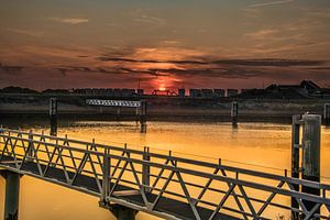 Sonnenuntergang bei den Lorentszsluizen bei Cornwerd in Friesland