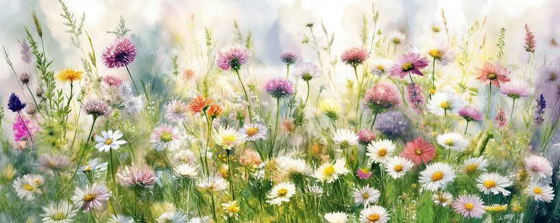 Sommer! Panoramabild mit Wildblumen von Studio Pieternel
