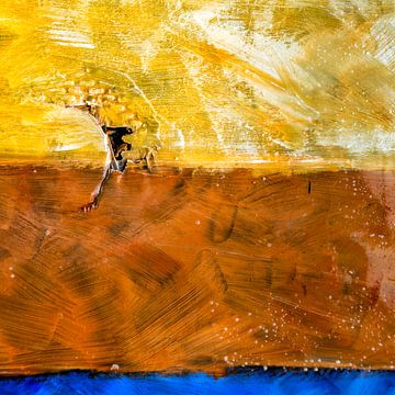 Abstracte betovering in blauw-bruin-geel