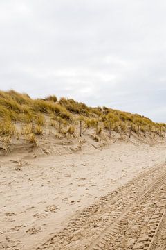 Beach with tyre tracks by Evelien van Rijn