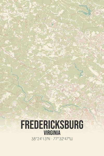 Carte ancienne de Fredericksburg (Virginie), USA. par Affiches de lieux
