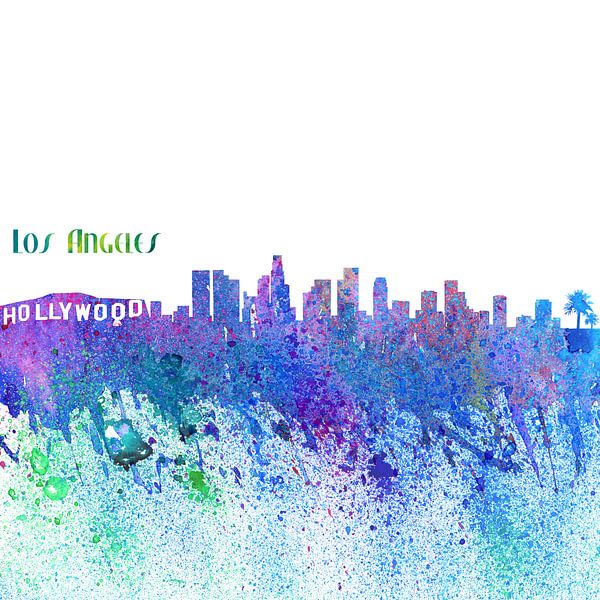 Los Angeles California Skyline Silhouette Impressionistisch von Markus Bleichner