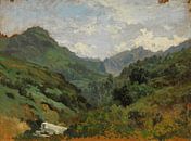 Carlos de Haes-Green Mountain Forest Valley landschap, Antique landschap van finemasterpiece thumbnail