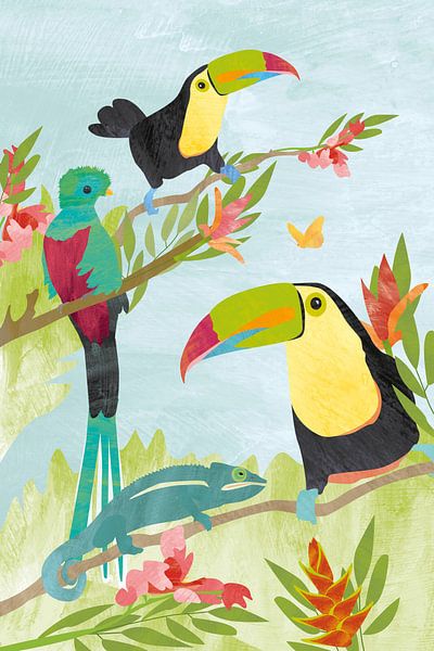 Vogels in jungle van Karin van der Vegt