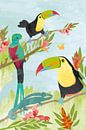 Vogels in jungle van Karin van der Vegt thumbnail