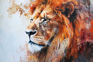 Toile peinte du portrait d'un lion sur Digitale Schilderijen