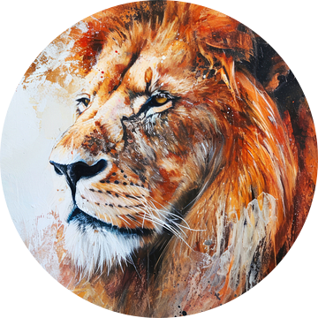 Geschilderde canvas van het portret van een leeuw van Digitale Schilderijen