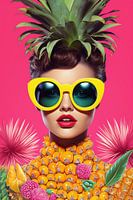 Tropische ananas vrouw in flitsende kleuren