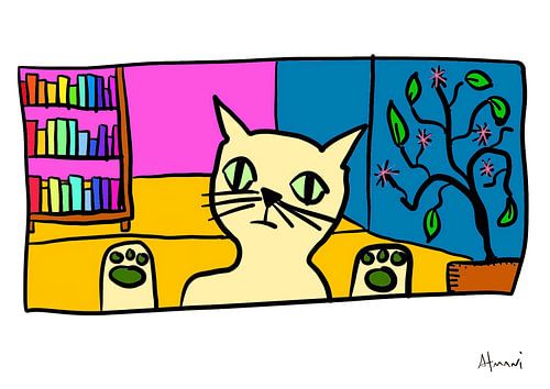 Le chat derrière la fenêtre sur Atmani Blok
