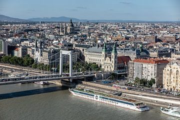 vue du pont Élisabeth et de l'église paroissiale depuis le centre-ville de Budapest sur Eric van Nieuwland