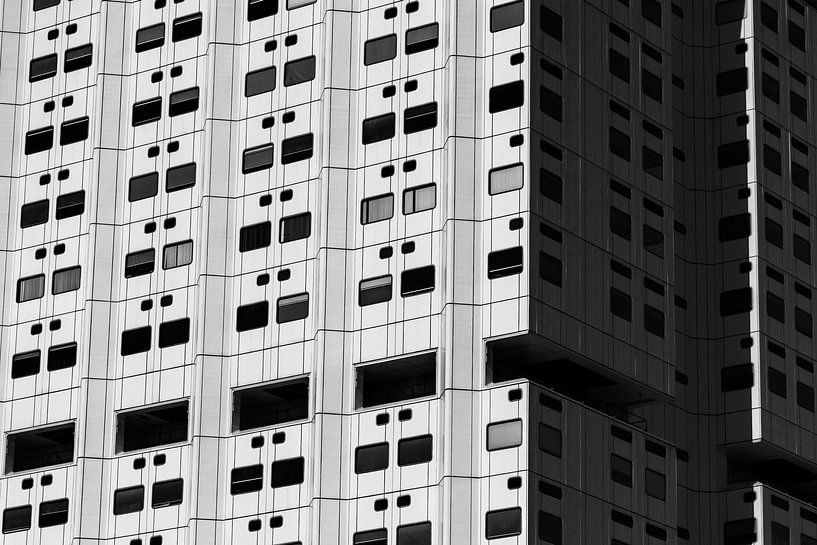 Rotterdam Erasmus MC close up, in black and white by Patrick Verhoef