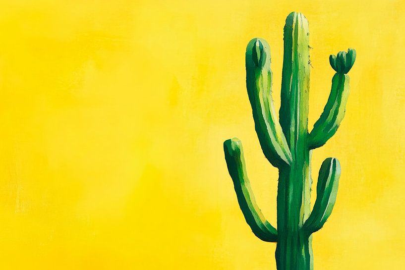 Kaktus vor gelbem Hintergrund von Poster Art Shop