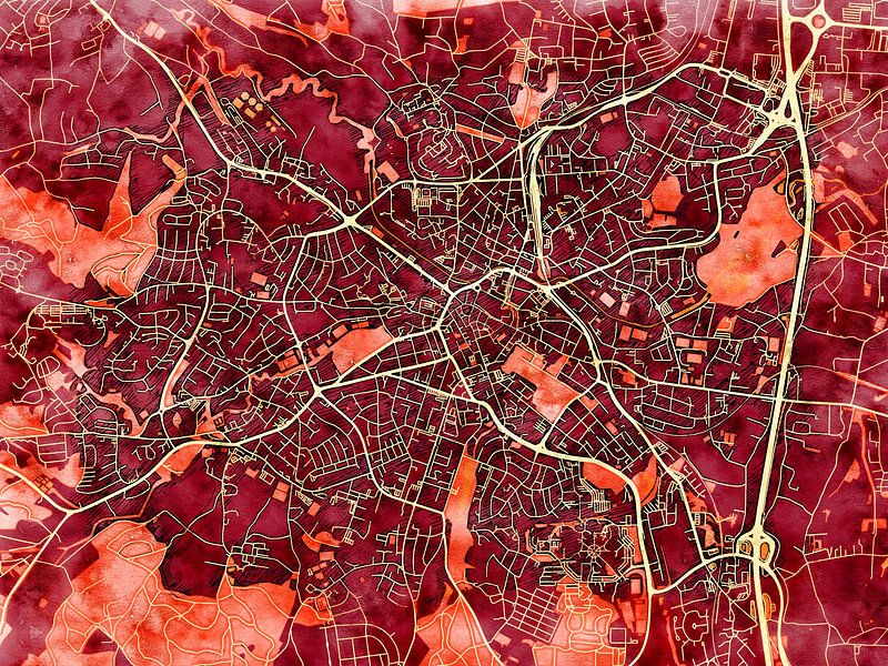 Kaart van Bayreuth in de stijl 'Amber Autumn' van Maporia