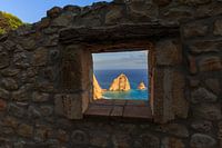 Sea view with a rock formation on the island of Zakynthos in Greece