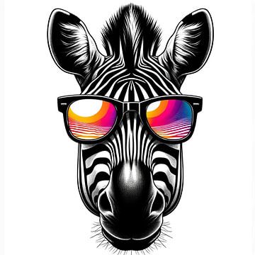 Stijlvolle zebra: zonnebril met gekleurde golven van artefacti