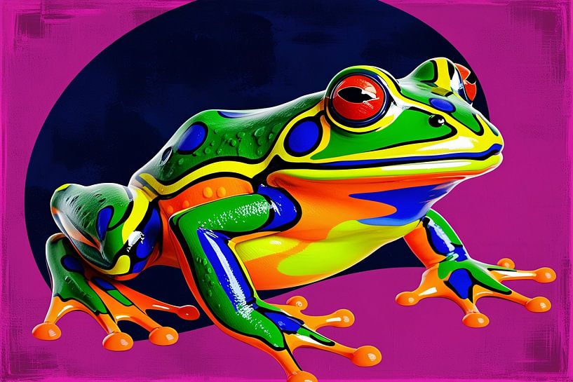 Colourful abstract frog art by Art & Soul Creations