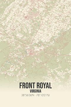 Carte d'époque de Front Royal (Virginie), USA. sur Rezona