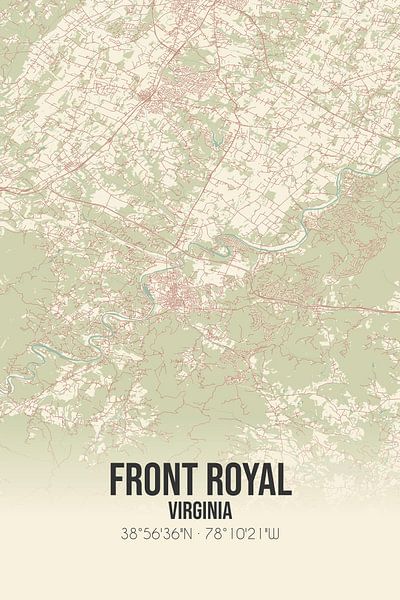 Vintage map of Front Royal (Virginia), USA. by Prints of Place