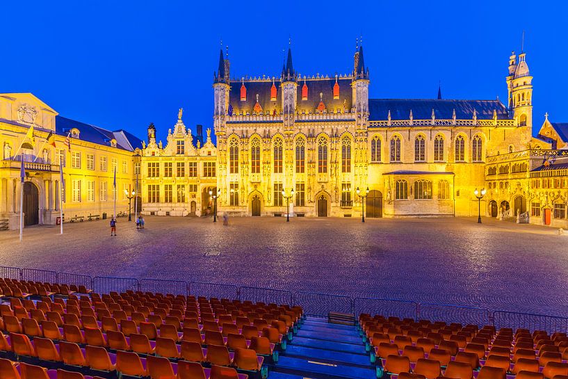 Castle square in the old town of Bruges by Werner Dieterich