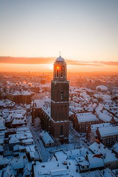 Zwolle in the snow sunrise by Thomas Bartelds
