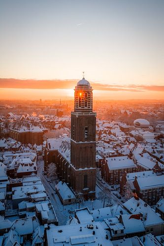 Zwolle im Schnee Sonnenaufgang von Thomas Bartelds