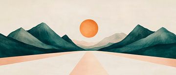 Ambiance du soir sur les douces montagnes sur Poster Art Shop