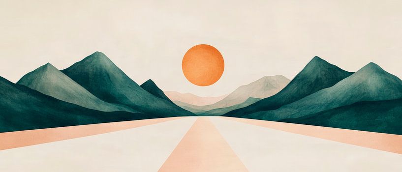Abendstimmung über sanften Bergen von Poster Art Shop