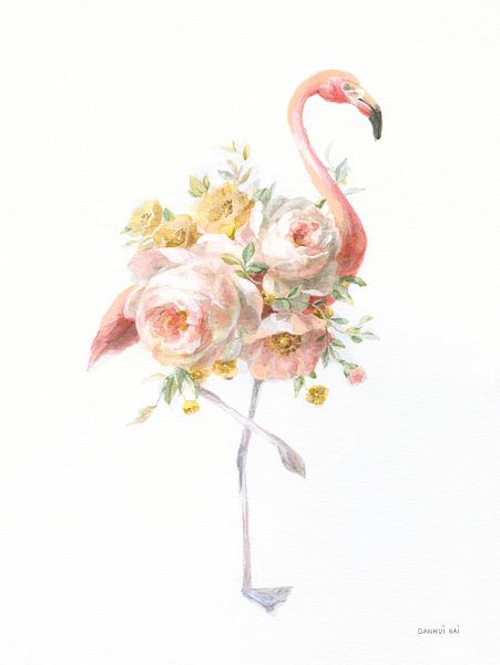 Floral Flamingo I., Danhui Nai von Wild Apple