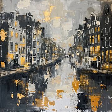 Amsterdam abstract | Amsterdam schilderij van Kunst Kriebels
