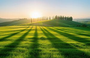 Hügellandschaft im Sonnenaufgang