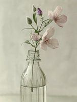 Still life with flowers in pastel colours in Japandi style