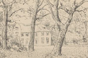Simon Moulijn, Blick auf die Villa Groot Haesebroek vom Garten Groot Hasebroeck aus, 1926