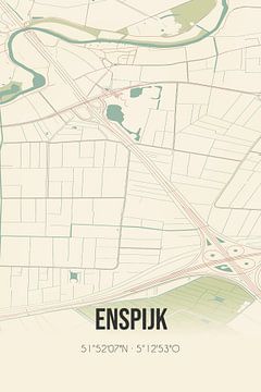 Vintage landkaart van Enspijk (Gelderland) van Rezona