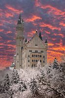 Neuschwanstein Castle with sunset