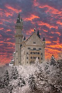 Schloss Neuschwanstein bei Sonnenuntergang