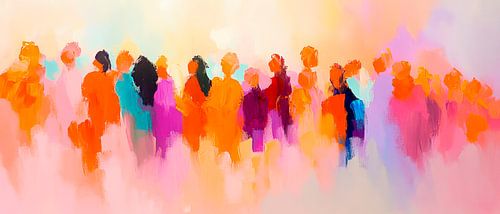 Colourful silhouettes in an urban scene