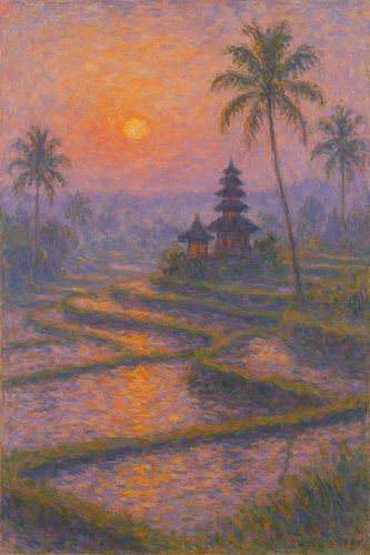 Bali Sunset Serenity – Rice Terraces and Temple Light