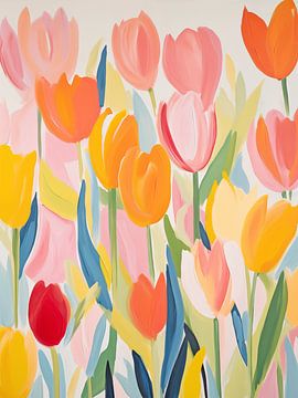 Abstract Tulpen velden, Lente kriebels van Caroline Guerain