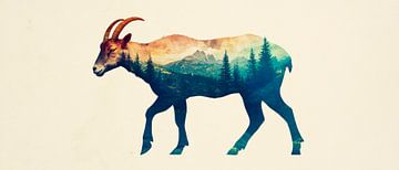 Mountain goat in landscape view by Poster Art Shop
