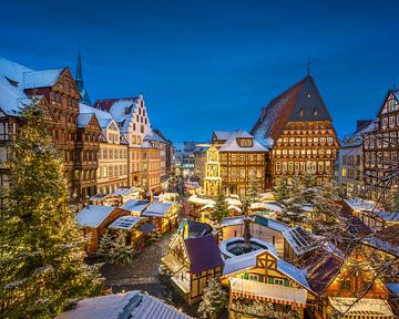 Kerstmarkt in Hildesheim, Duitsland van Michael Abid