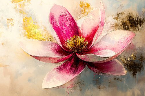 Roze bloem met gouden accenten