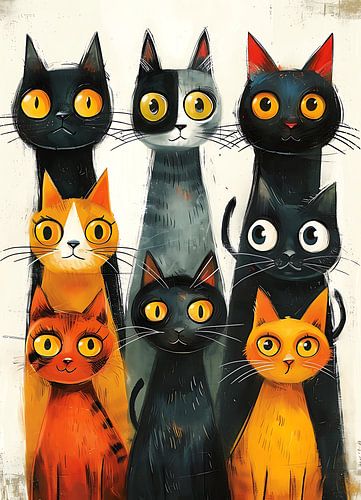 Abstract colorful cats