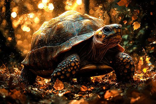 Tortue dans la lumière dorée