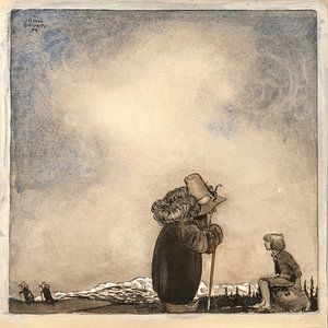John Bauer - Oude man praat met een jongen (1909)