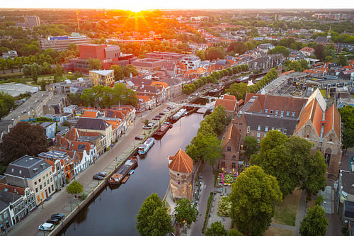Zwolle Thorbeckegracht seen from above during a summer sunrise by Sjoerd van der Wal Photography