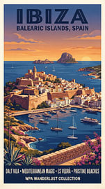 Retro travel poster: Ibiza, Spain by Vlindertuin-Art