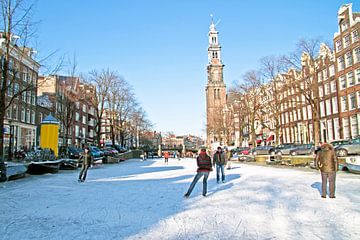 Winter in Amsterdam on the Prinsengracht with the westerkerk by Eye on You