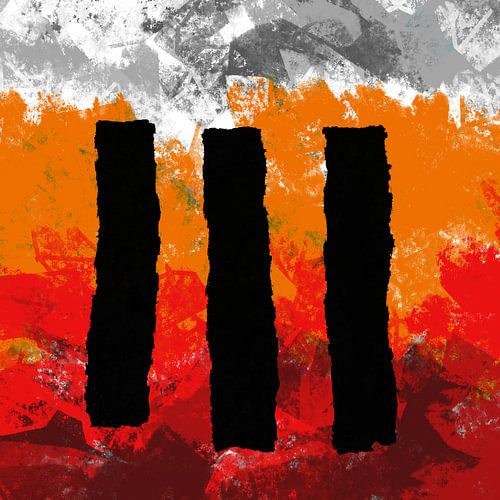 3 voies noires dans un brasier