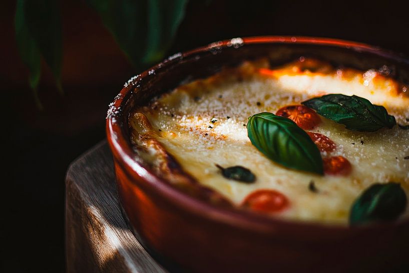 Rustic cheese dish with basil by Poster Art Shop