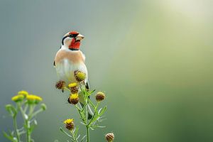 Das zarte Ballett des Vogels auf der Wiese